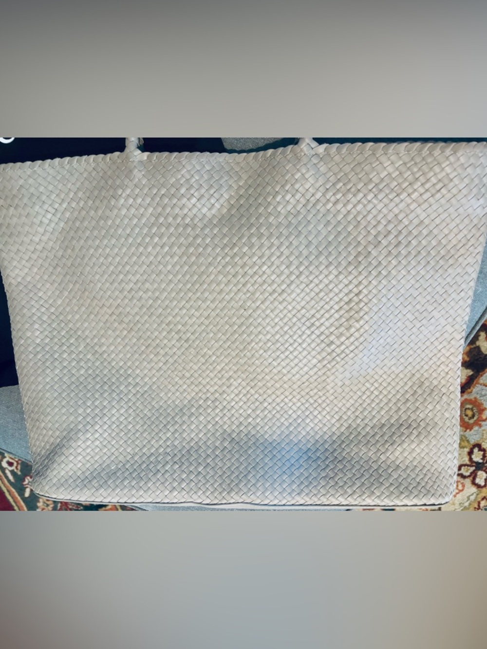 Quince Italian Leather Woven Tote Bag in Taupe - Picture 9 of 15